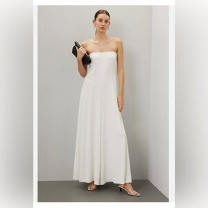 Rosetta Getty Sz 2-4 solid White Strapless Wide Leg Jumpsuit Bridal Wedding